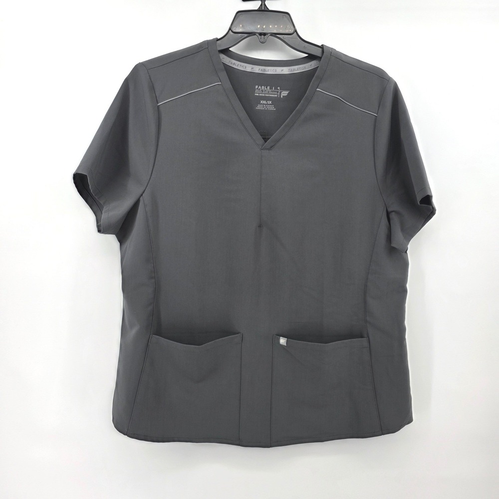 Fabletics Feel Good Performance Gray Medical Workwerar Scrub Top Womens XXL/1X